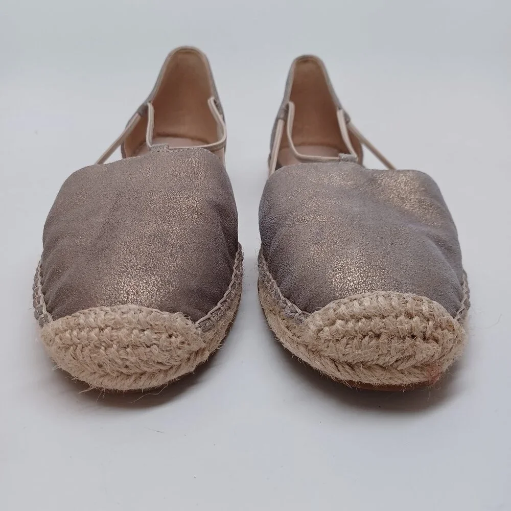 Eileen Fisher Espadrille Flats Lee‎ Metallic Leather Sandals Womens 9